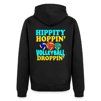 Ostern Volleyball Hase Ferien Kaninchen Sport - Unisex Premium Bio Zip Hoodie - Schwarz - Hinten - Nico (187cm)