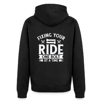 Automechaniker Auto-Motor-Reparatur - Unisex Premium Bio Zip Hoodie - Schwarz - Hinten - Nico (187cm)