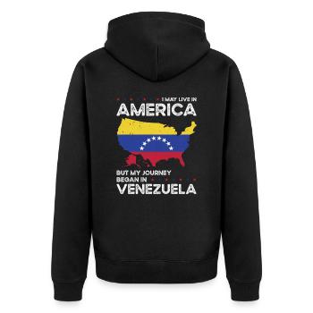 Geborener Venezolaner Venezuela Amerikaner USA - Unisex Premium Bio Zip Hoodie - Schwarz - Hinten - Nico (187cm)