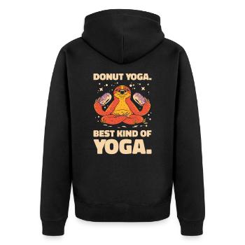 Donut Yoga Faultier Donut Faultier Liebhaber Yoga - Unisex Premium Bio Zip Hoodie - Schwarz - Hinten - Nico (187cm)
