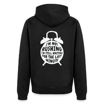 Procrastinating Alarm Clock Procrastinator Work - Unisex Premium Organic Zip Hoodie - black - Back - Nico (187cm)