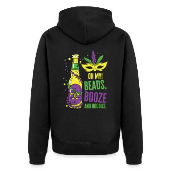 Mardi Gras Karneval Maske Bier Perlen Tölpel - Unisex Premium Bio Zip Hoodie - Schwarz - Hinten - Nico (187cm)