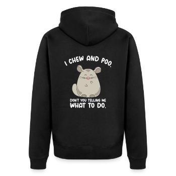 Chinchilla Niedliches Tier Haustier Chinchilla - Unisex Premium Bio Zip Hoodie - Schwarz - Hinten - Nico (187cm)