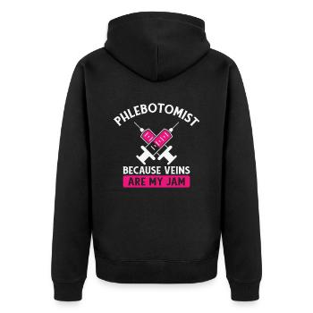 Phlebotomist Phlebotomy Nurse Tech - Unisex Premium Organic Zip Hoodie - black - Back - Nico (187cm)