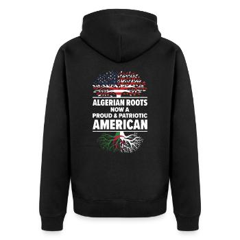 Born Algerian Algeria American USA Citizenship - Unisex Premium Organic Zip Hoodie - black - Back - Nico (187cm)