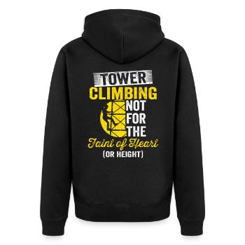 Cell Tower Climber Climbing Technician - Unisex Premium Organic Zip Hoodie - black - Back - Nico (187cm)