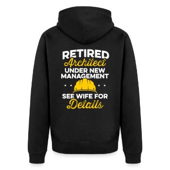 Architekt im Ruhestand Architektur im Ruhestand - Unisex Premium Bio Zip Hoodie - Schwarz - Hinten - Nico (187cm)