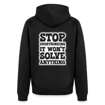 Overthinking Line Art Overthinker Anxiety Drawing - Unisex Premium Organic Zip Hoodie - black - Back - Nico (187cm)