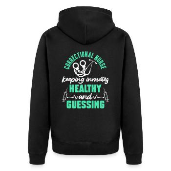 Correctional Nurse Nursing Correction Officer - Unisex Premium Organic Zip Hoodie - black - Back - Nico (187cm)