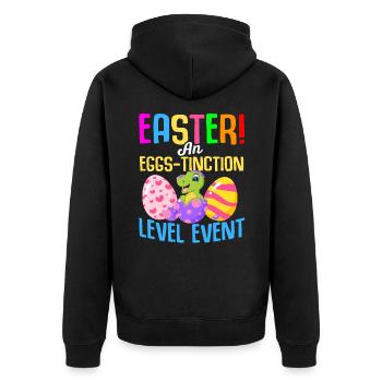 Easter T-rex Dinosaur Rabbit Easter Holiday - Unisex Premium Organic Zip Hoodie - black - Back - Nico (187cm)