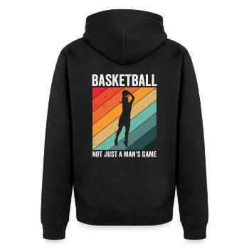 Internationaler Frauentag Basketball - Unisex Premium Bio Zip Hoodie - Schwarz - Hinten - Nico (187cm)
