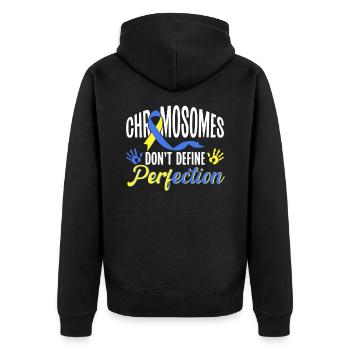 Welt-Down-Syndrom-Tag Bewusstsein für Autismus - Unisex Premium Bio Zip Hoodie - Schwarz - Hinten - Nico (187cm)