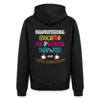 Hilfskraft Lehrerin Hilfserzieherin - Unisex Premium Bio Zip Hoodie - Schwarz - Hinten - Nico (187cm)