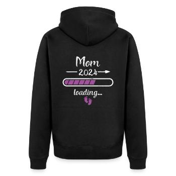 Mom 2024 Loading Schwangerschaft Mutter Mommy - Unisex Premium Bio Zip Hoodie - Schwarz - Hinten - Nico (187cm)