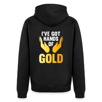 Massagetherapeutin Therapie lizenzierter Masseur - Unisex Premium Bio Zip Hoodie - Schwarz - Hinten - Nico (187cm)