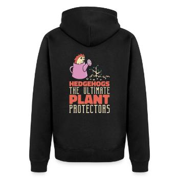 Gartenarbeit Igel Pflanzung Botanik Garten - Unisex Premium Bio Zip Hoodie - Schwarz - Hinten - Nico (187cm)