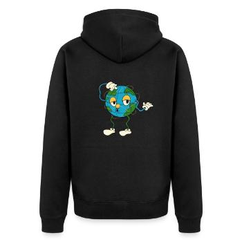 Cartoon Globe Funny Geography Teacher Geography - Unisex Premium Organic Zip Hoodie - black - Back - Nico (187cm)