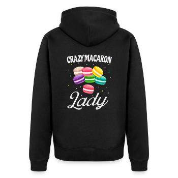 Verrückte Macaron Lady Lustiges Macarons Bäcker - Unisex Premium Bio Zip Hoodie - Schwarz - Hinten - Nico (187cm)