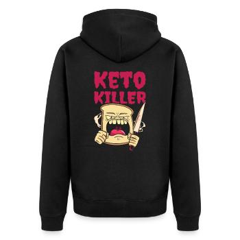 Keto Killer Ernährungsberater Lebensmittel Diät - Unisex Premium Bio Zip Hoodie - Schwarz - Hinten - Nico (187cm)