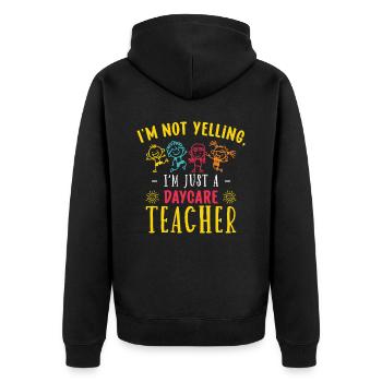 Enseignante éducatrice en éducation de la petite enfance - Veste à capuche bio Premium Unisexe - noir - Dos - Nico (187cm)