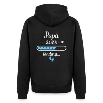 Papá 2024 Chargement Grossesse Papa Père - Veste à capuche bio Premium Unisexe - noir - Dos - Nico (187cm)