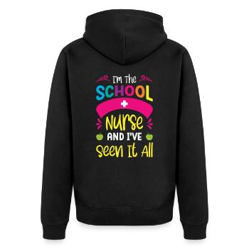 Schulkrankenschwester Medizinische Krankenpflege - Unisex Premium Bio Zip Hoodie - Schwarz - Hinten - Nico (187cm)