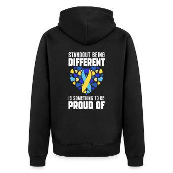Journée mondiale du syndrome de Down : des énigmes pour - Veste à capuche bio Premium Unisexe - noir - Dos - Nico (187cm)