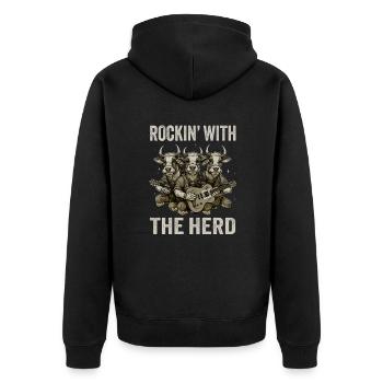 Troupeau de vaches Guitare Cows Band Musicien drôle - Veste à capuche bio Premium Unisexe - noir - Dos - Nico (187cm)