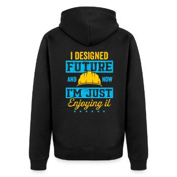 Architekt im Ruhestand Architektur im Ruhestand - Unisex Premium Bio Zip Hoodie - Schwarz - Hinten - Nico (187cm)