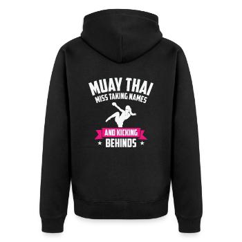 International Women's Day Muay Thai Girl Power - Unisex Premium Organic Zip Hoodie - black - Back - Nico (187cm)