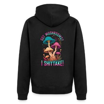 Shiitake Pilz Wald Pilz Shiitake Moral Vegan Umami - Unisex Premium Bio Zip Hoodie - Schwarz - Hinten - Nico (187cm)