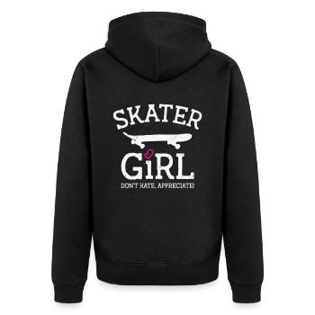 Internationaler Frauentag Skater Girl - Unisex Premium Bio Zip Hoodie - Schwarz - Hinten - Nico (187cm)
