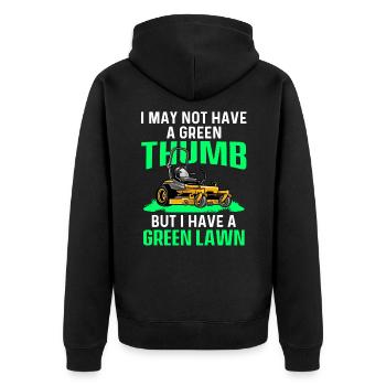 Rasenmäher Mähen Landschaftsbau Landschaftsgärtner - Unisex Premium Bio Zip Hoodie - Schwarz - Hinten - Nico (187cm)
