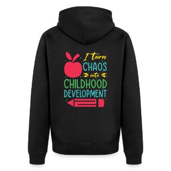 Enseignante éducatrice en éducation de la petite enfance - Veste à capuche bio Premium Unisexe - noir - Dos - Nico (187cm)