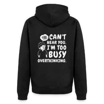 Suranalyse du dessin au trait Dessin Overthinker - Veste à capuche bio Premium Unisexe - noir - Dos - Nico (187cm)