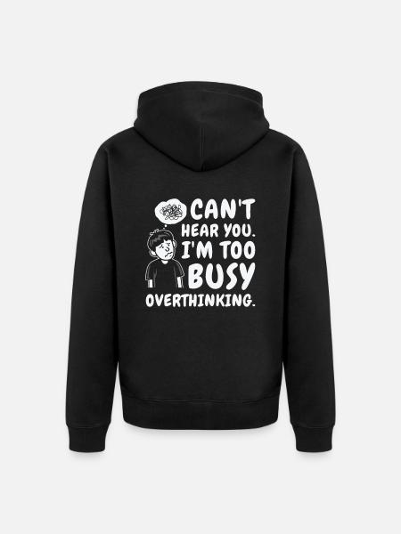 Overanalyzing Line Art Overthinker Drawing - Unisex Premium Organic Zip Hoodie - black