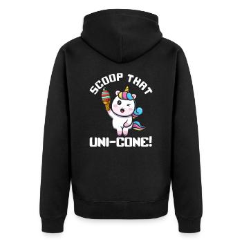 Rainbow Cute Unicorn Ice Cream Lover Mythical - Unisex Premium Organic Zip Hoodie - black - Back - Nico (187cm)