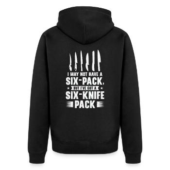 Messersammler Messer Sammeln - Unisex Premium Bio Zip Hoodie - Schwarz - Hinten - Nico (187cm)