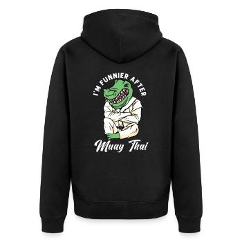 Muay Thai Coach Kickboxing Instructor Funny - Unisex Premium Organic Zip Hoodie - black - Back - Nico (187cm)