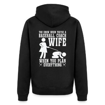 Baseball-Trainerin Ehefrau Berufstätige Mutter - Unisex Premium Bio Zip Hoodie - Schwarz - Hinten - Nico (187cm)