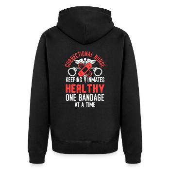 Correctional Nurse Nursing Correction Officer - Unisex Premium Organic Zip Hoodie - black - Back - Nico (187cm)