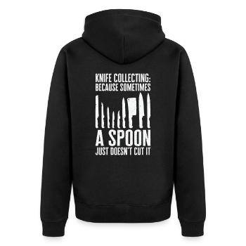 Messersammler Messer Sammeln - Unisex Premium Bio Zip Hoodie - Schwarz - Hinten - Nico (187cm)