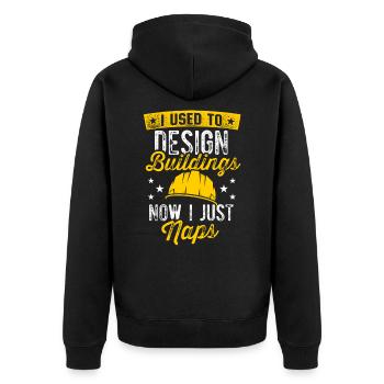 Architekt im Ruhestand Architektur im Ruhestand - Unisex Premium Bio Zip Hoodie - Schwarz - Hinten - Nico (187cm)