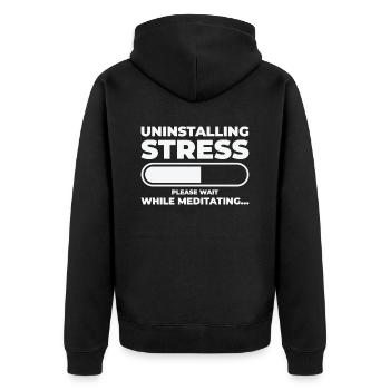 Deinstallation von Stress Meditieren Yoga - Unisex Premium Bio Zip Hoodie - Schwarz - Hinten - Nico (187cm)