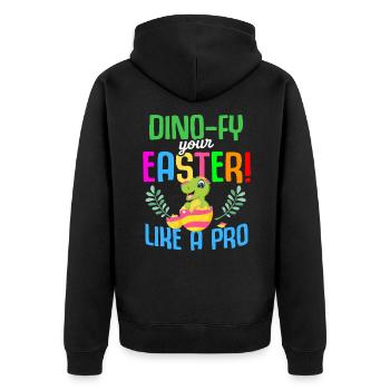 Ostern T-rex Dinosaurier Kaninchen Osterhase - Unisex Premium Bio Zip Hoodie - Schwarz - Hinten - Nico (187cm)