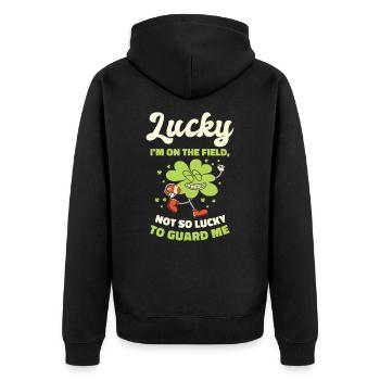 St. Patrick's Day American Football Shamrock - Unisex Premium Organic Zip Hoodie - black - Back - Nico (187cm)