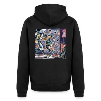 Herrenkollektion | Online-Modus - Unisex Premium Bio Zip Hoodie - Schwarz - Hinten - Nico (187cm)