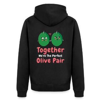 Saint-Valentin Olive Couples Rencontres Romance - Veste à capuche bio Premium Unisexe - noir - Dos - Nico (187cm)