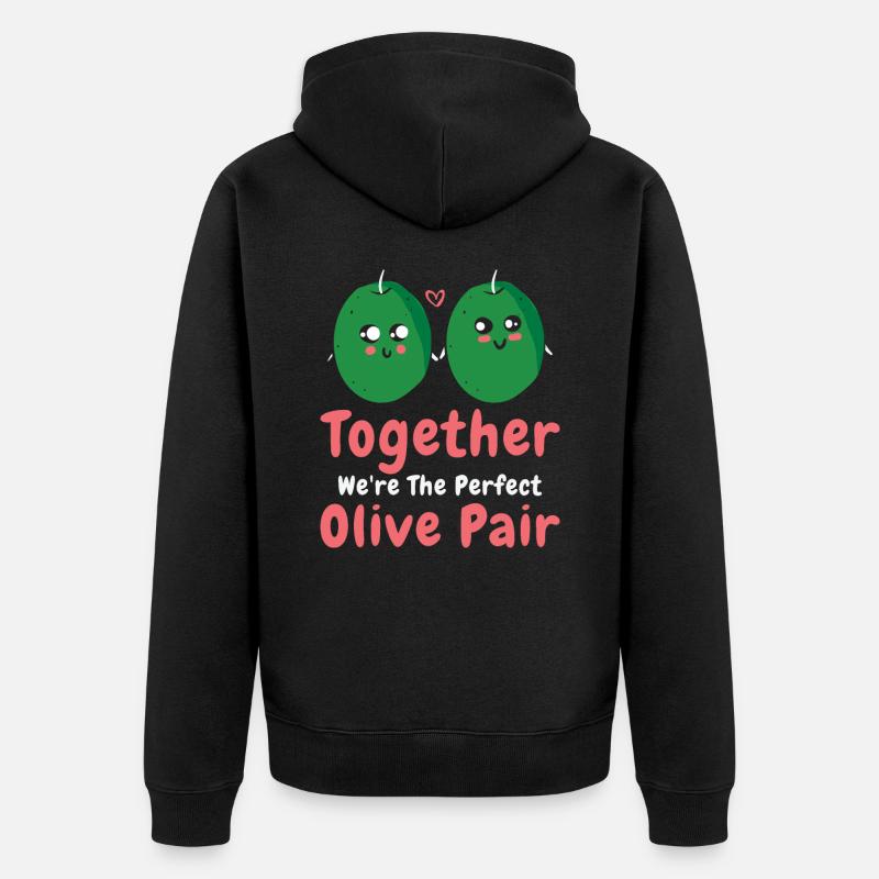 Saint-Valentin Olive Couples Rencontres Romance - Veste à capuche bio Premium Unisexe - noir