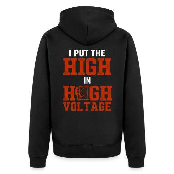 Cell Tower Climber Climbing Technician - Unisex Premium Organic Zip Hoodie - black - Back - Nico (187cm)